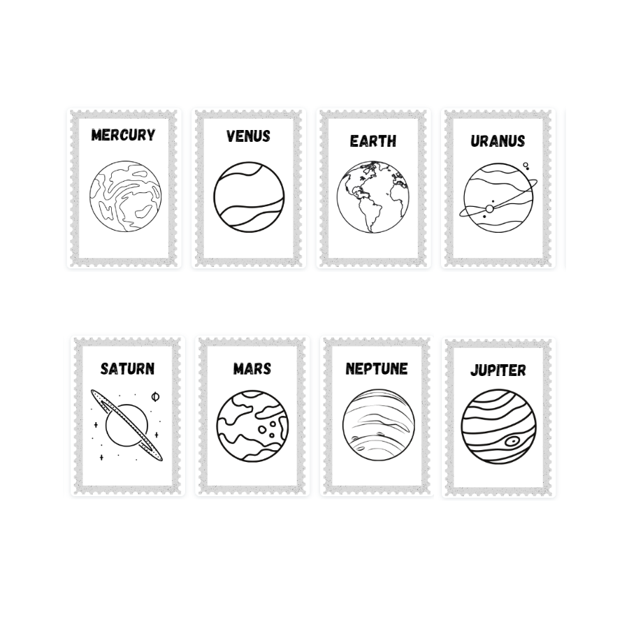 Solar system planets coloring pages for kids