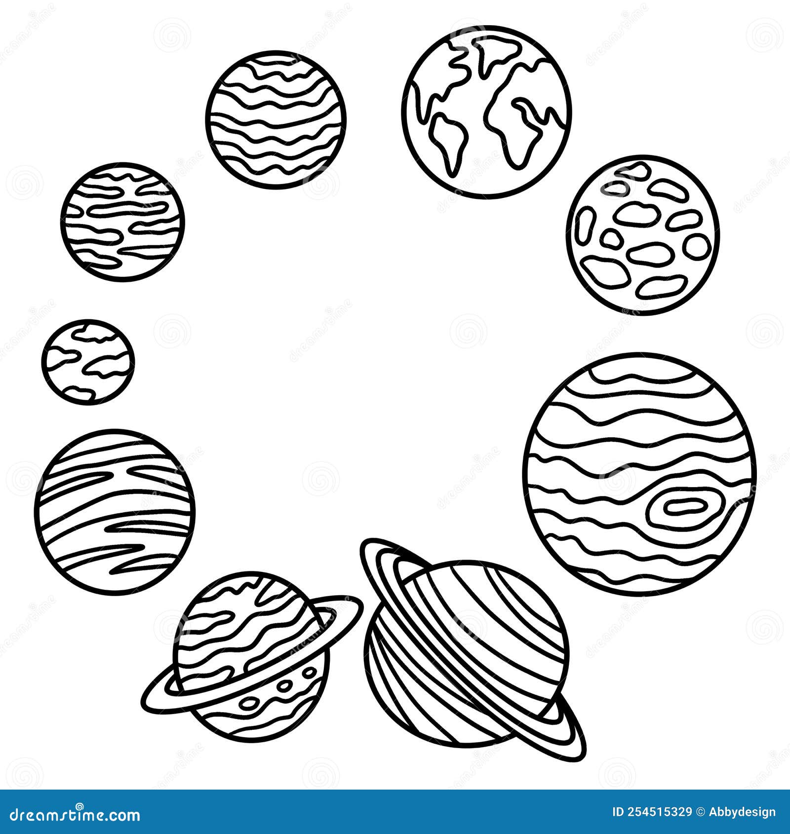 Solar system isolated coloring page for kids stock vector