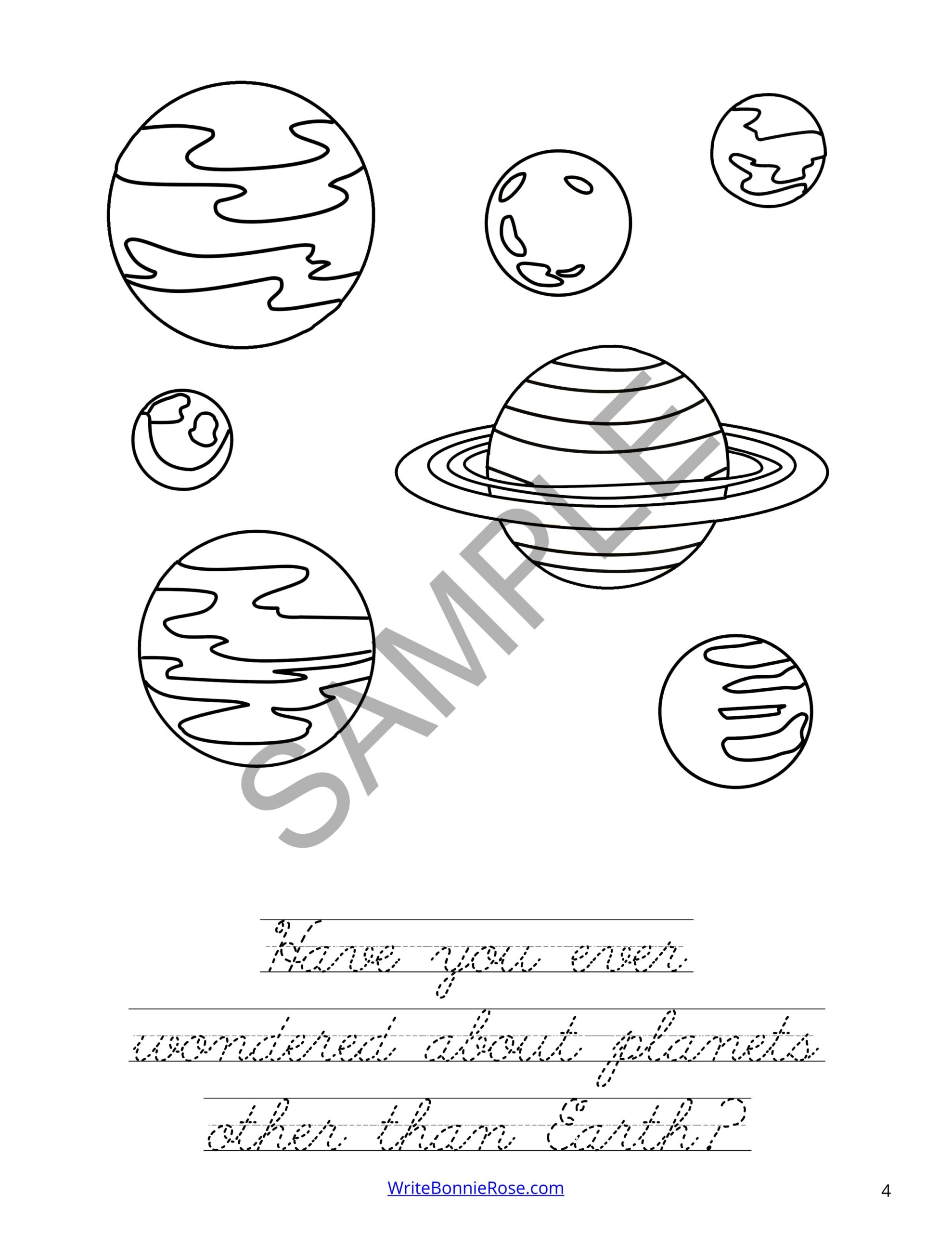 Learning about the planets coloring book