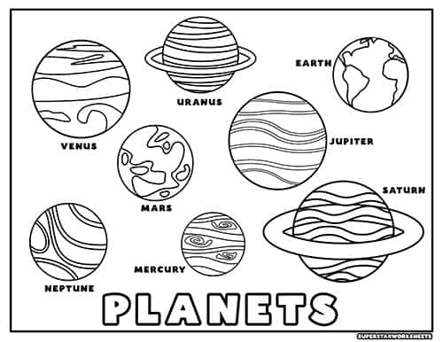 Planets coloring pages