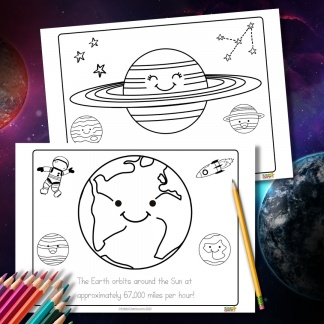 Kawaii coloring pages the solar system