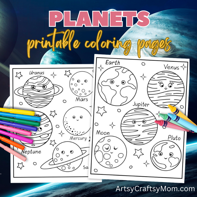 Solar system themed coloring pages