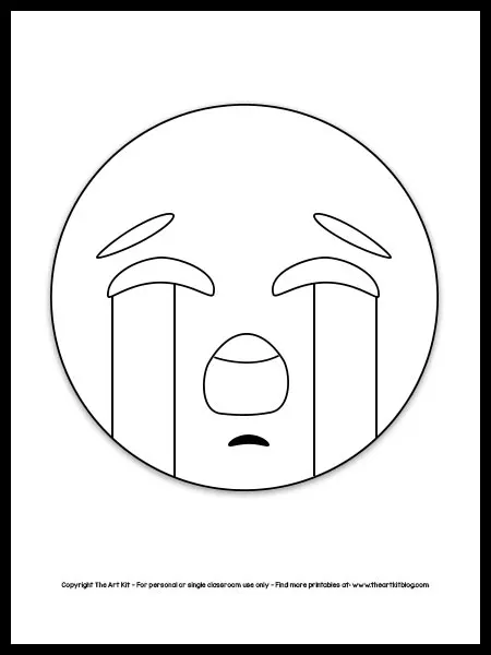 Emoji coloring page â crying face free printable â the art kit