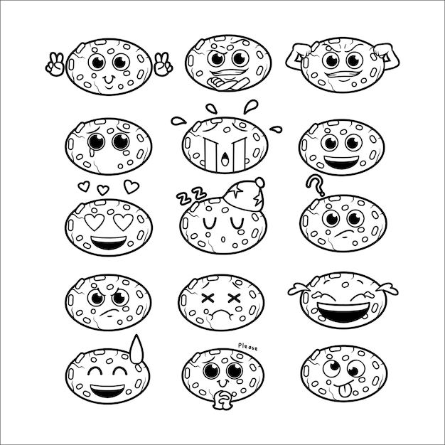 Page emoji coloring pages pdf vectors illustrations for free download