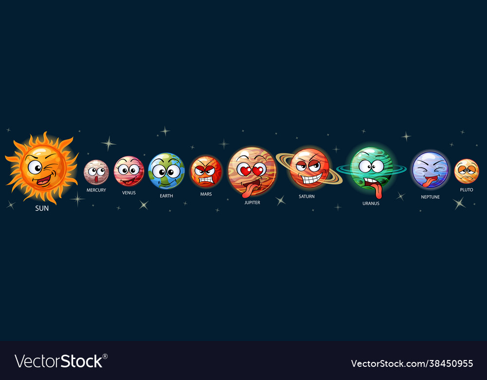 Cute emoji planets solar system royalty free vector image