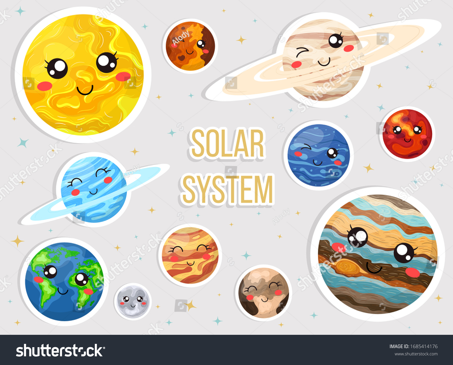 Solar system cute sticker images stock photos d objects vectors