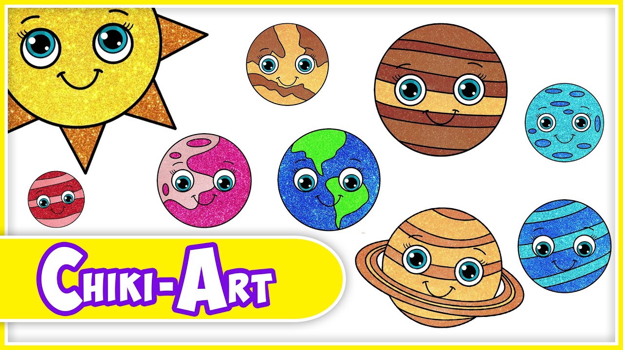 How to draw planets and solar syste drawing coloring for kids chiki art