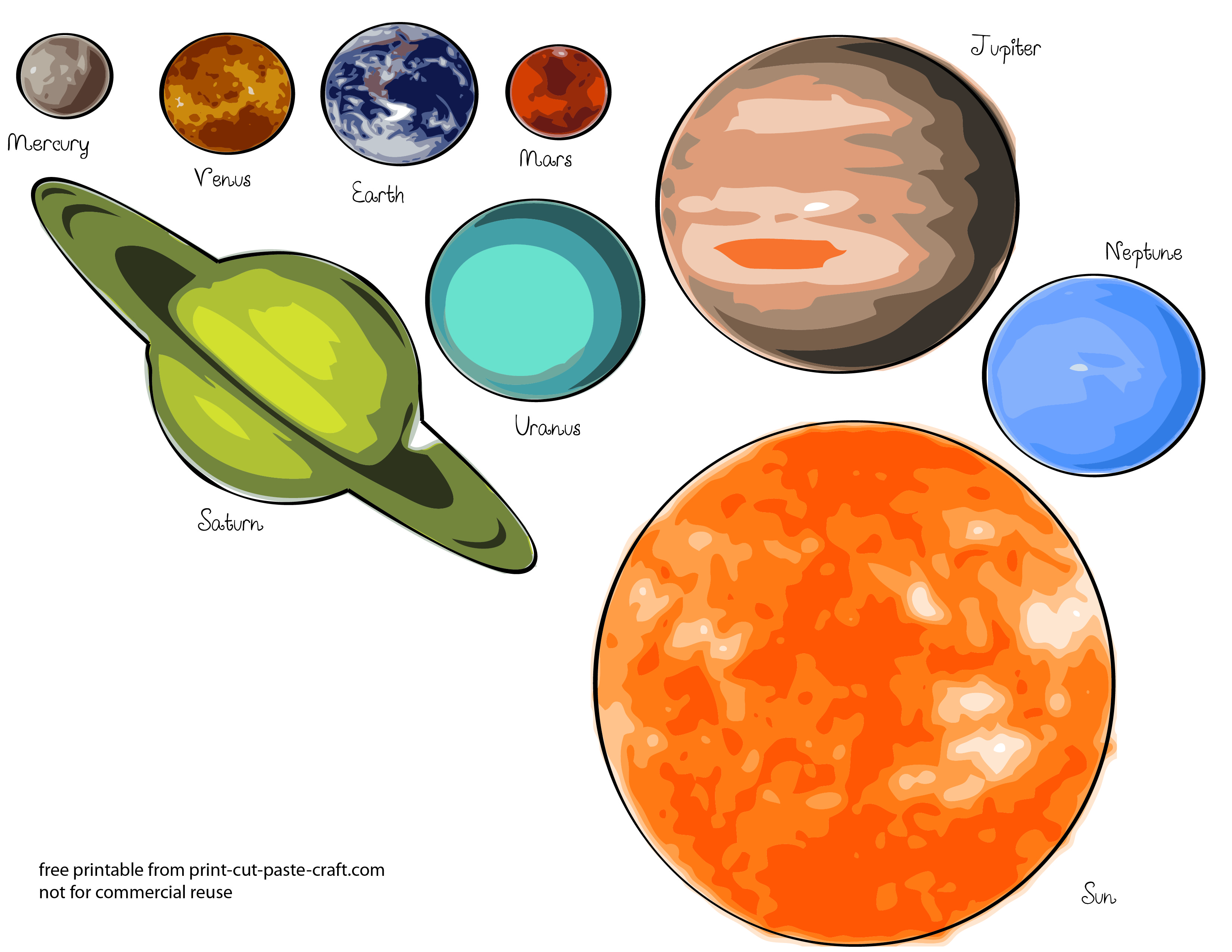 Free printable solar system model for kids print cut paste craft