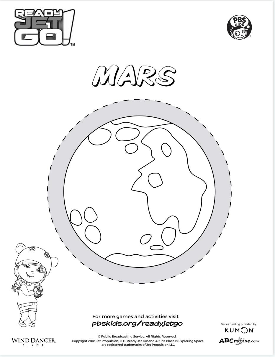 Pbs kids on x find more ways to explore mars and our solar system with readyjetgopbs here mars coloring page