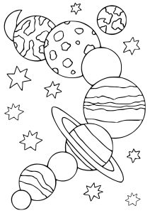 Drawing of space plas galaxy free to download and color