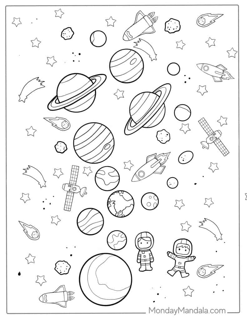 Solar system coloring pages free pdf printables