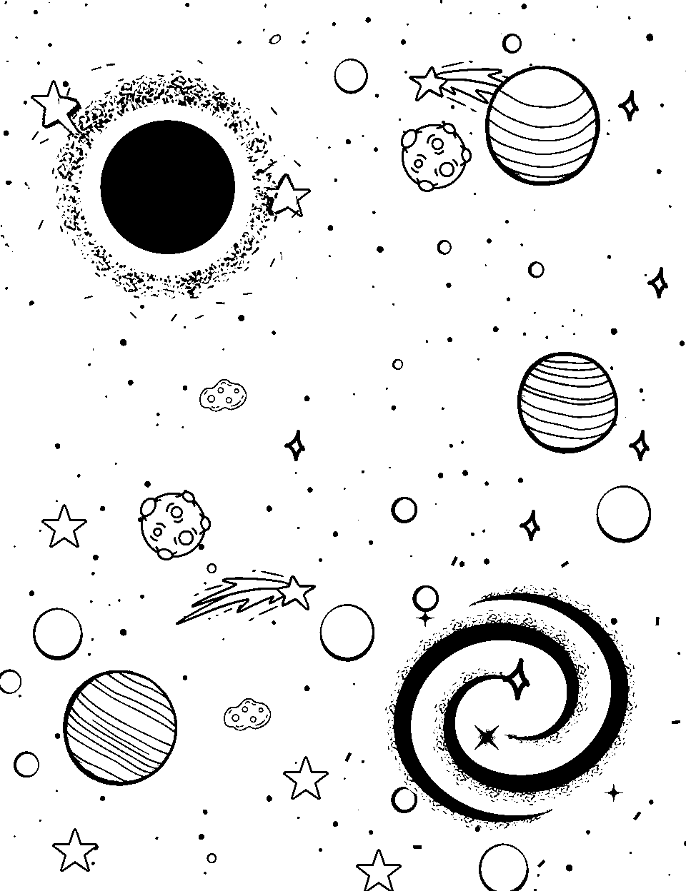 Outer space coloring pages free printable sheets