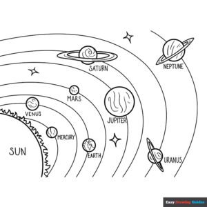 Solar system coloring page easy drawing guides