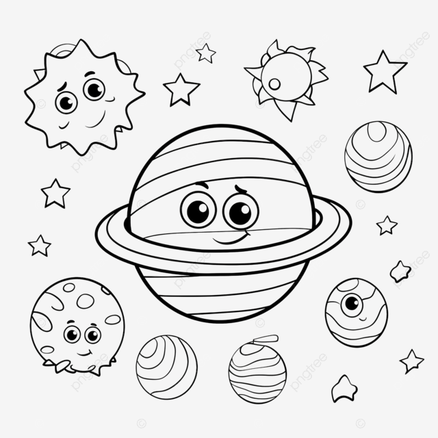 Education game for children coloring page cute cartoon solar system planet printable worksheet worksheet kids sketch cartoon sketch png transparent image and clipart for free download