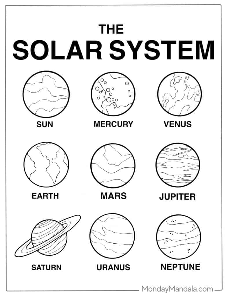 Solar system coloring pages free pdf printables