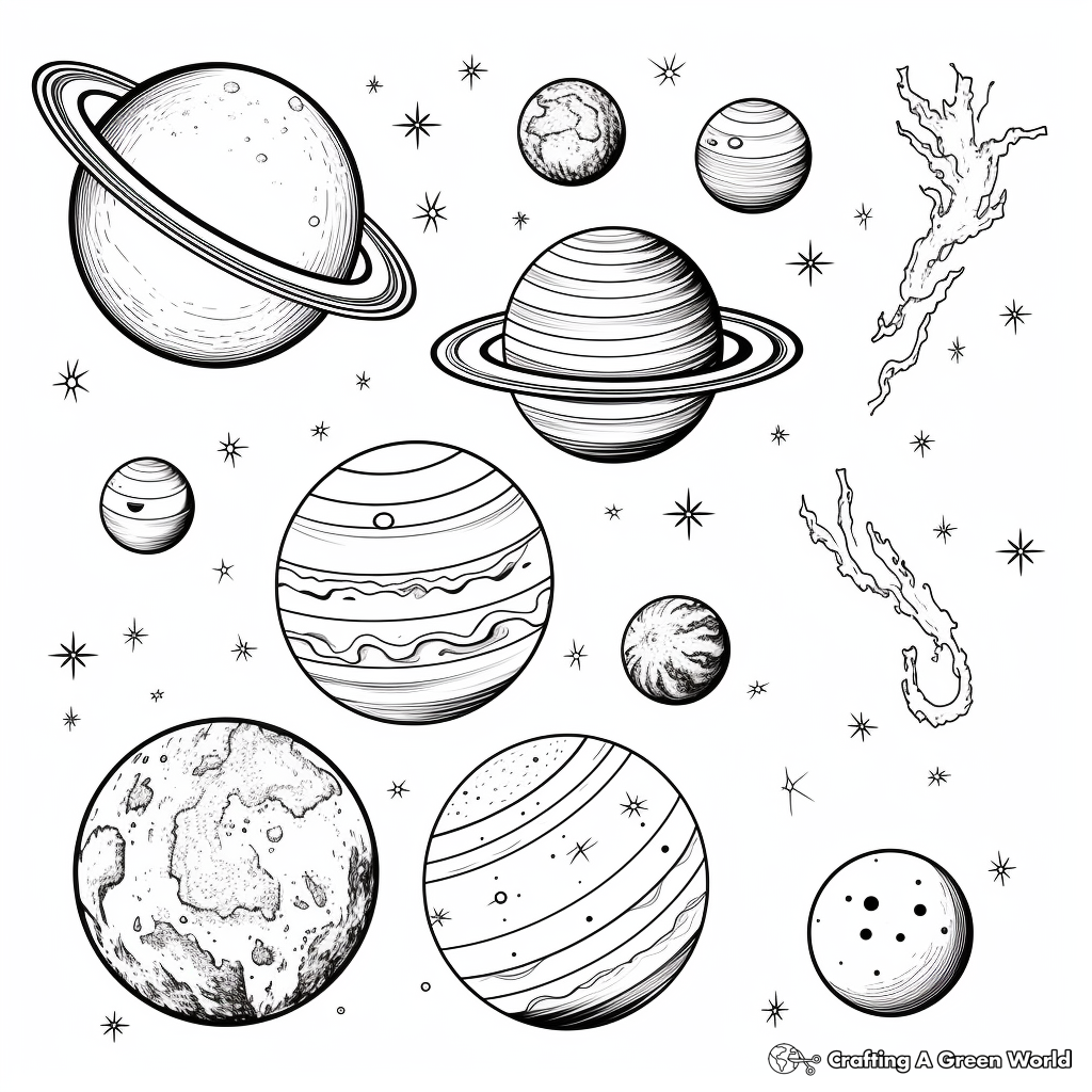Realistic solar system coloring pages