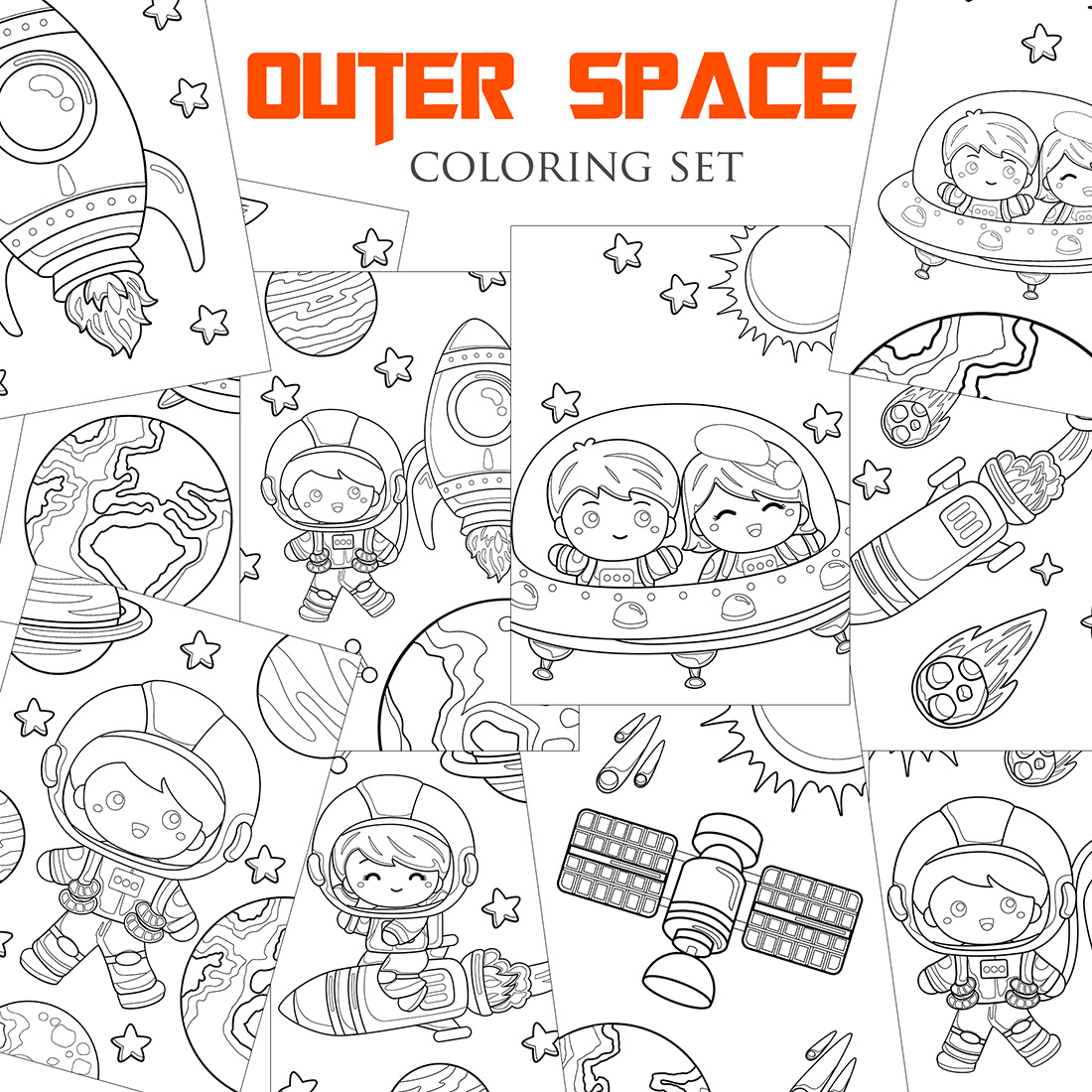 Solar system outer space planet astronaut coloring pages activity for kids and adult