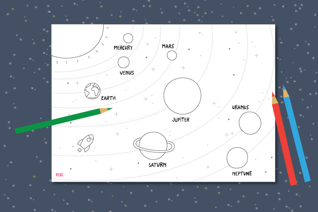 Coloring page of solar system