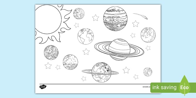 Space solar system scene louring page