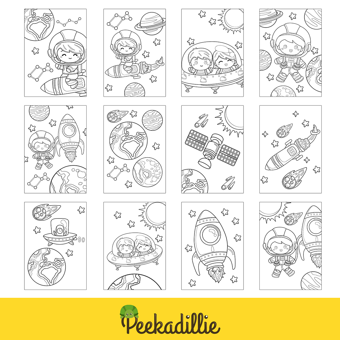 Solar system outer space planet astronaut coloring pages activity for kids and adult