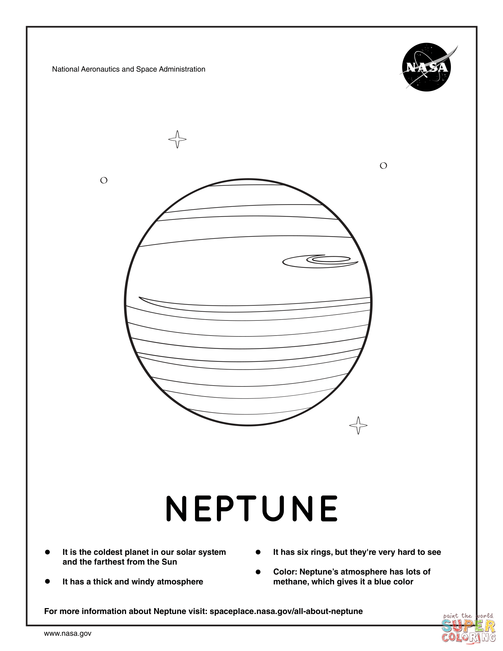 Solar system planet neptune coloring page free printable coloring pages