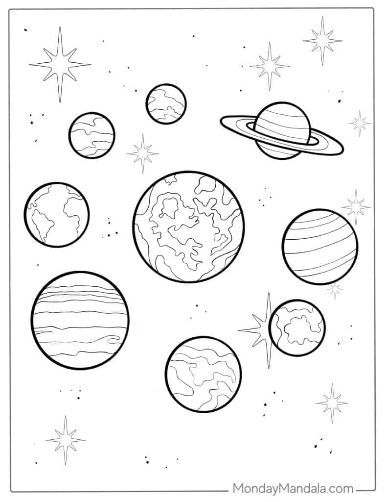 Solar system coloring pages free pdf printables