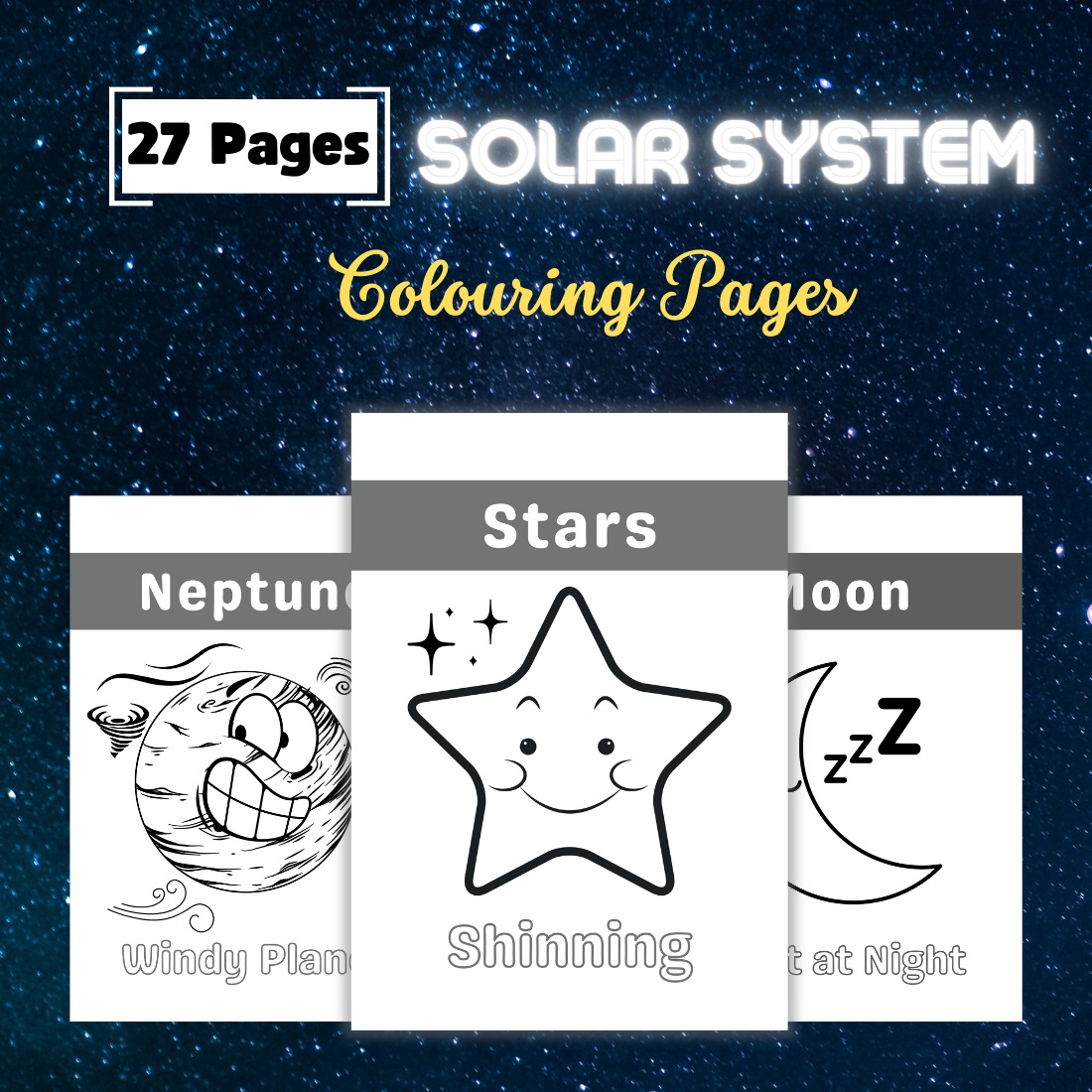 Solar system coloring book for kids template