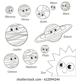 Cute solar system planet elements set stock vector royalty free