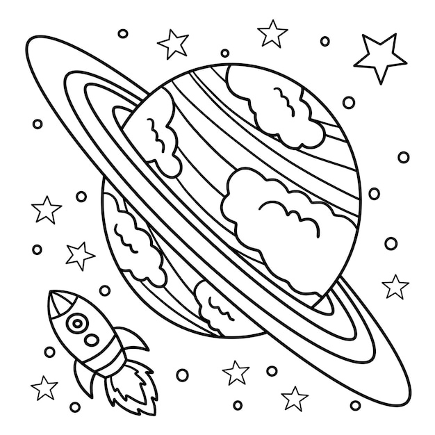 Premium vector planet saturn coloring page for kids