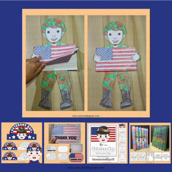 Veterans day soldier craft hat dog tag agamograph coloring pages flag bundle