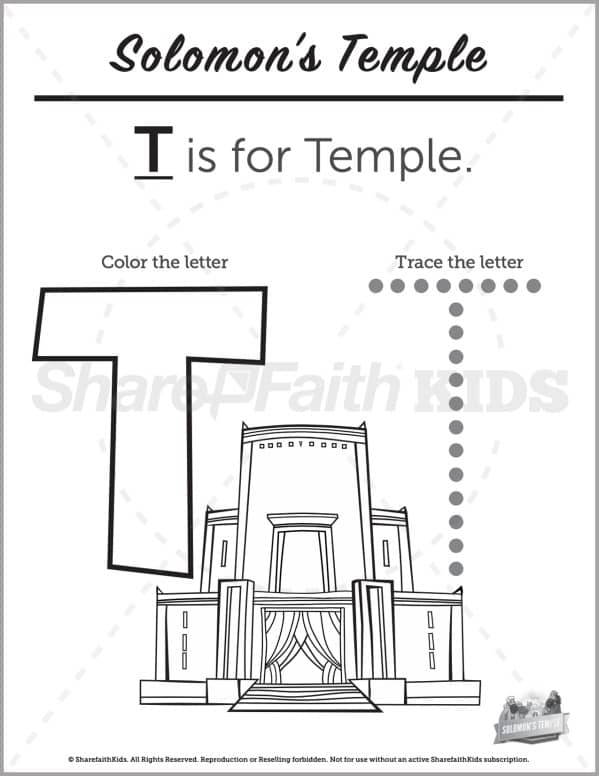 Kings solomons temple preschool letter coloring â