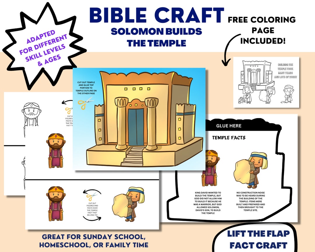 Solomon builds the temple bible story craft lift the flap activity