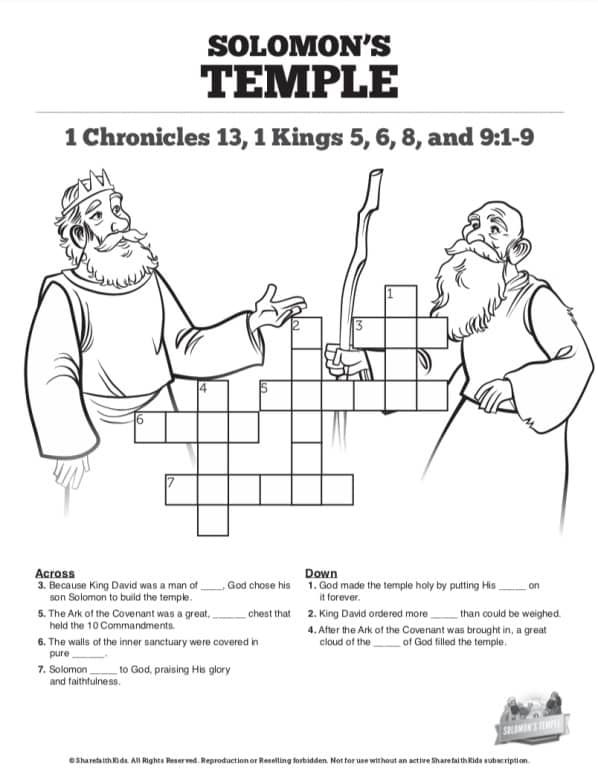 Kings solomons temple sunday school crossword puzzles â