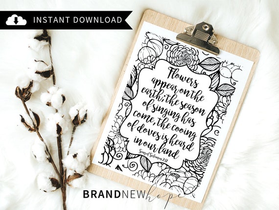 Song of solomon bible coloring page bible coloring page flowers printable color bible verse coloring page worship coloring page