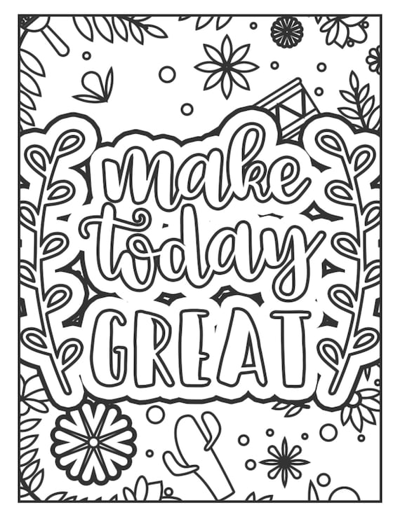 Digital colouring pages mindfulness positivity self care relaxation adult colouring
