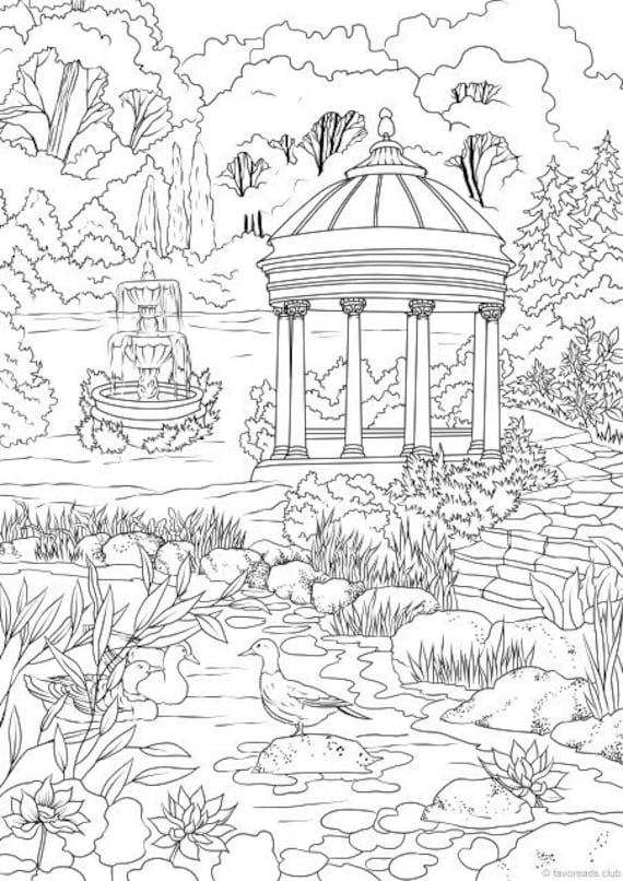 Elegant garden printable adult coloring page from favoreads coloring book pages for adults and kids coloring sheets coloring designs