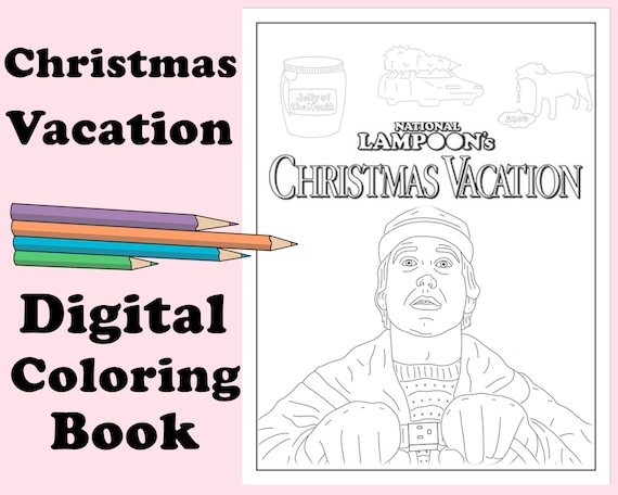 National lampoons christmas vacation adult coloring book instant print download digital file christmas activity coloring pages