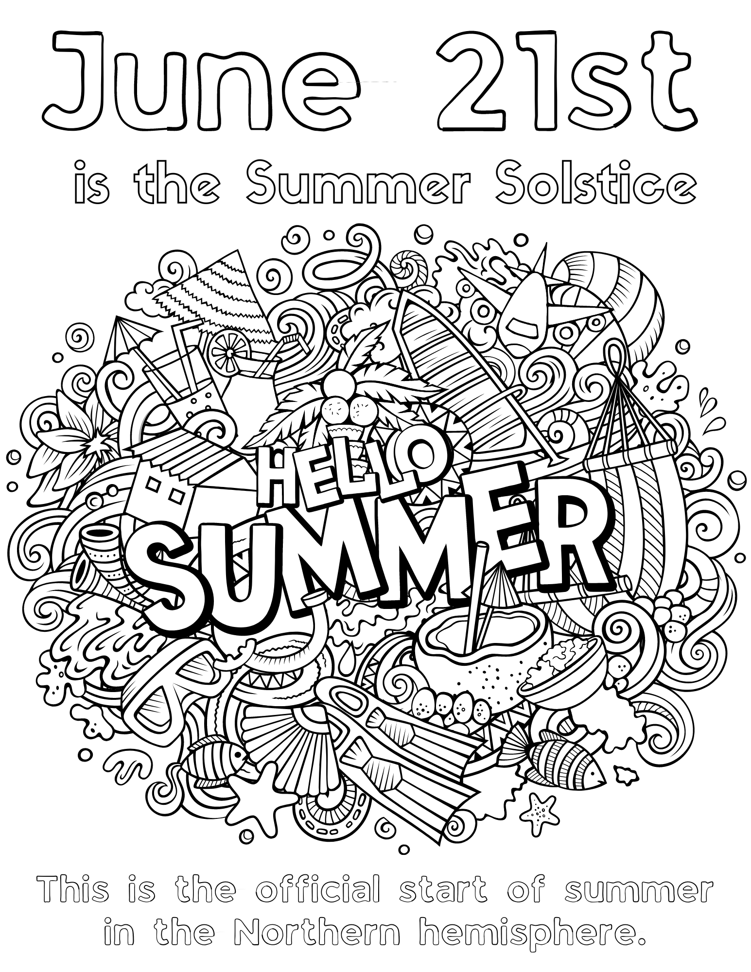 June coloring pages for kids and adults