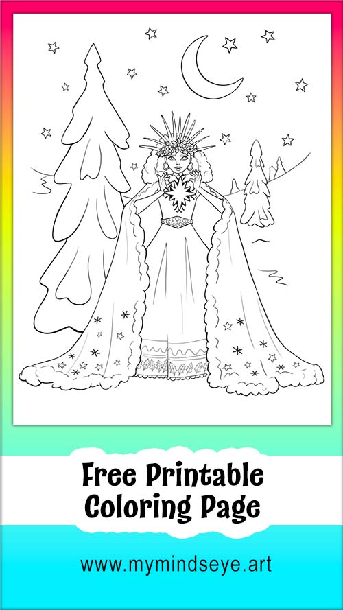 Winter solstice magic coloring page c