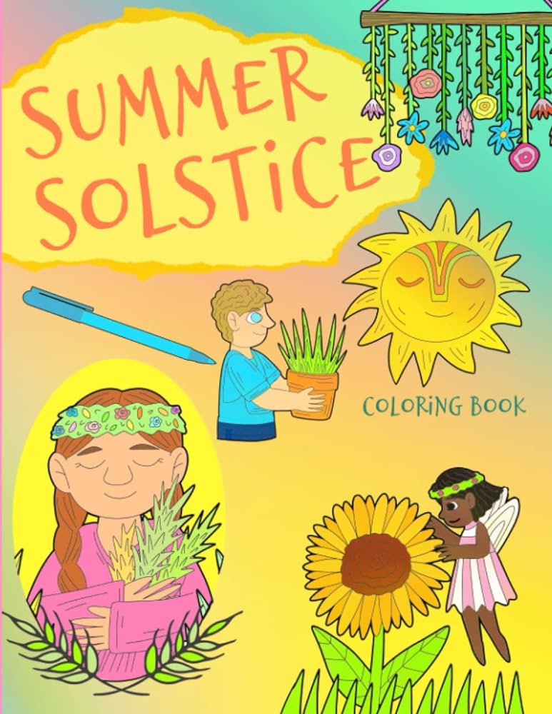 Summer solstice coloring book suitable for kids age