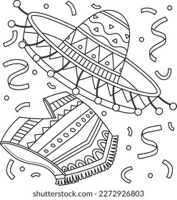 Cinco de mayo sombrero poncho coloring stock vector royalty free