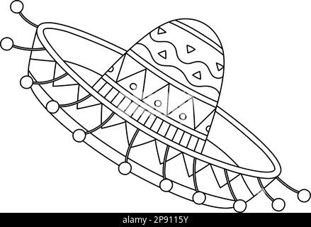 Sombrero isolated coloring page for kids stock vector image art