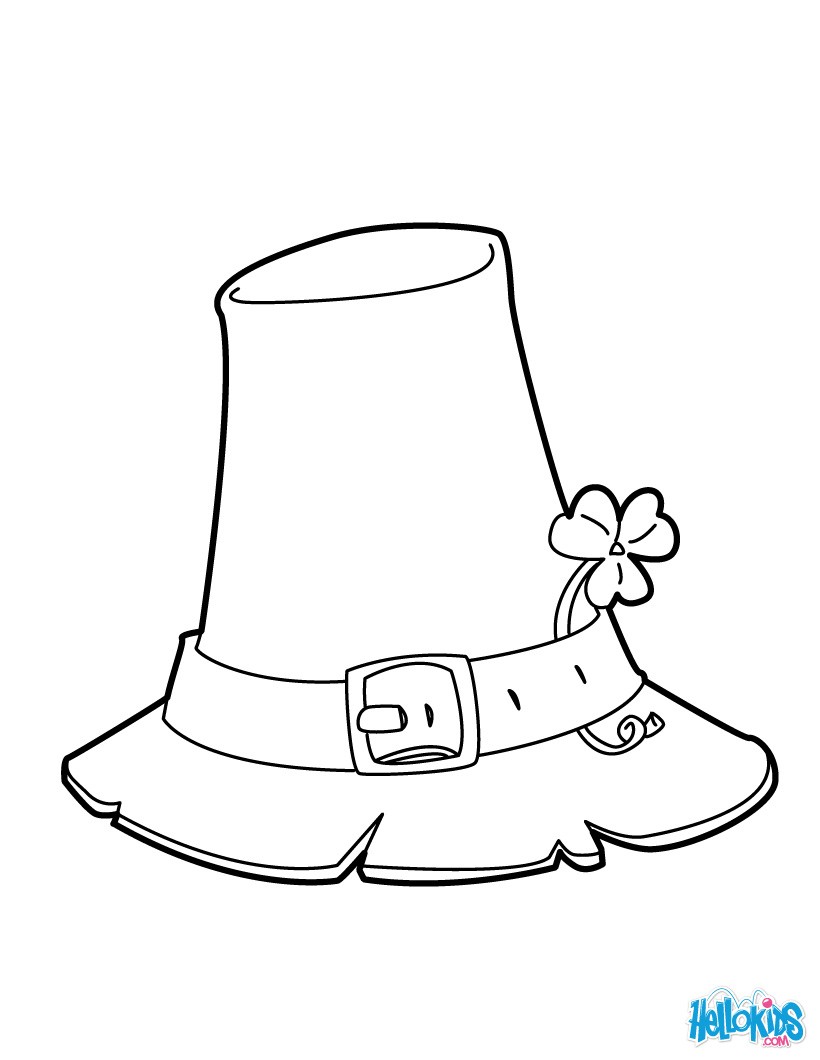 Shamrock and hat coloring pages