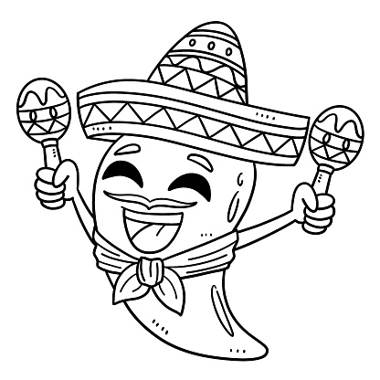 Cinco de mayo jalapeno with sombrero isolated stock illustration