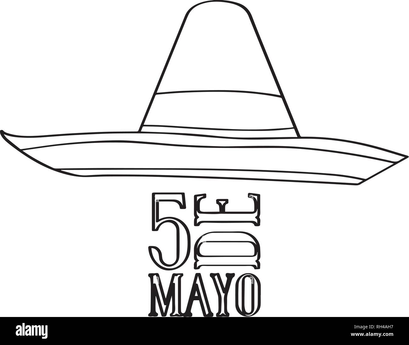 Outline of a mexican hat cinco de mayo stock vector image art