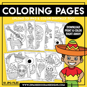 Printable cinco de mayo coloring pages zip