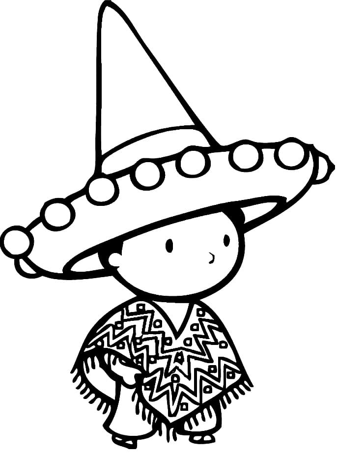 Cinco de mayo mexican boy coloring page