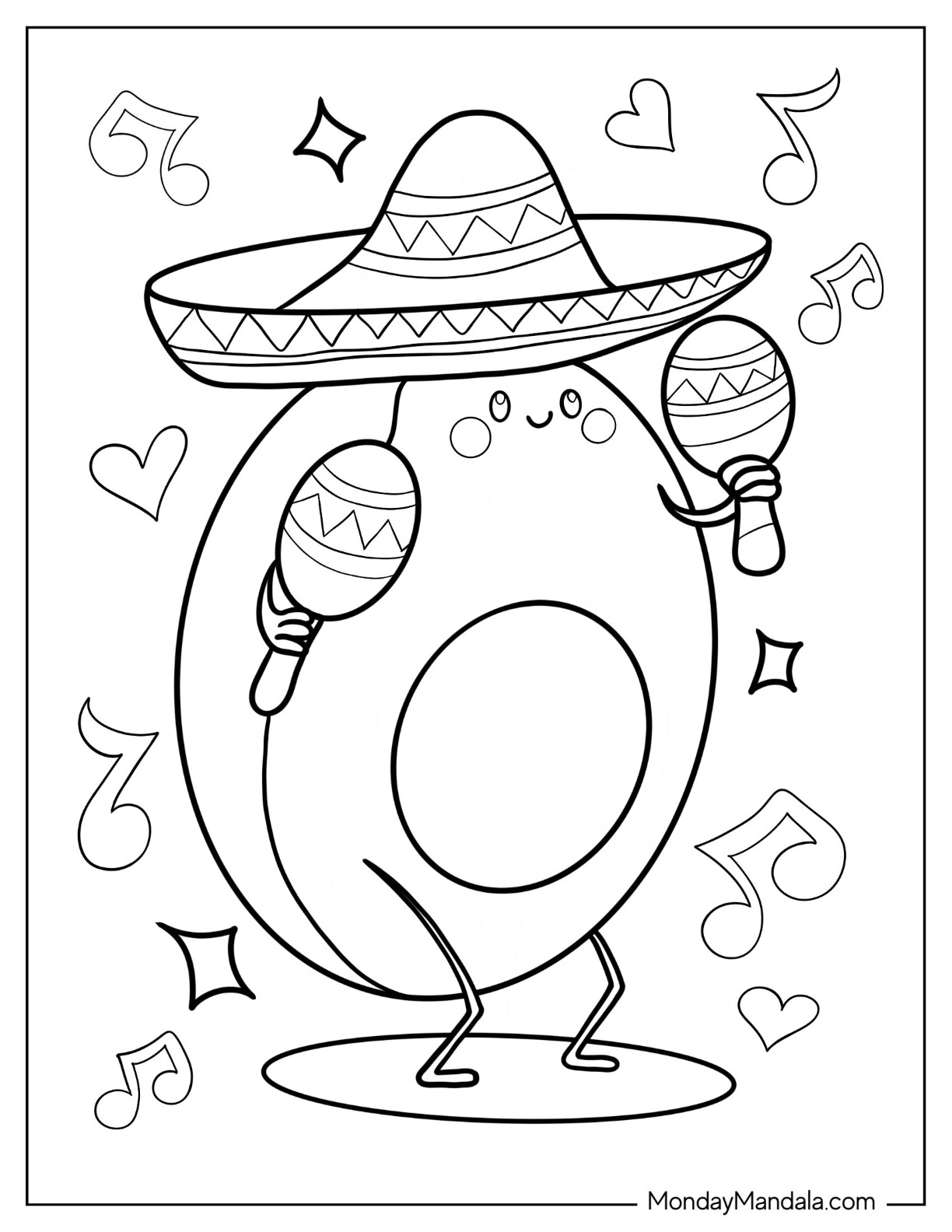 Avocado coloring pages free pdf printables