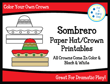 Sombrero paper hatcrown printables freebie by for a rainy day tpt