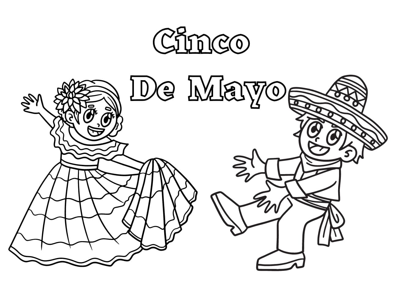 Cinco de mayo maracas and sombrero coloring page